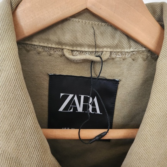 Zara Oversized Relaxed Fit Oversized Jacket Embroidered Olive Green XL - Picture 7 of 9